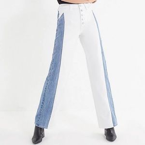 BDG Urban Outfitters Roundabout Wide Leg Button Fly Two tone High Waist jeans